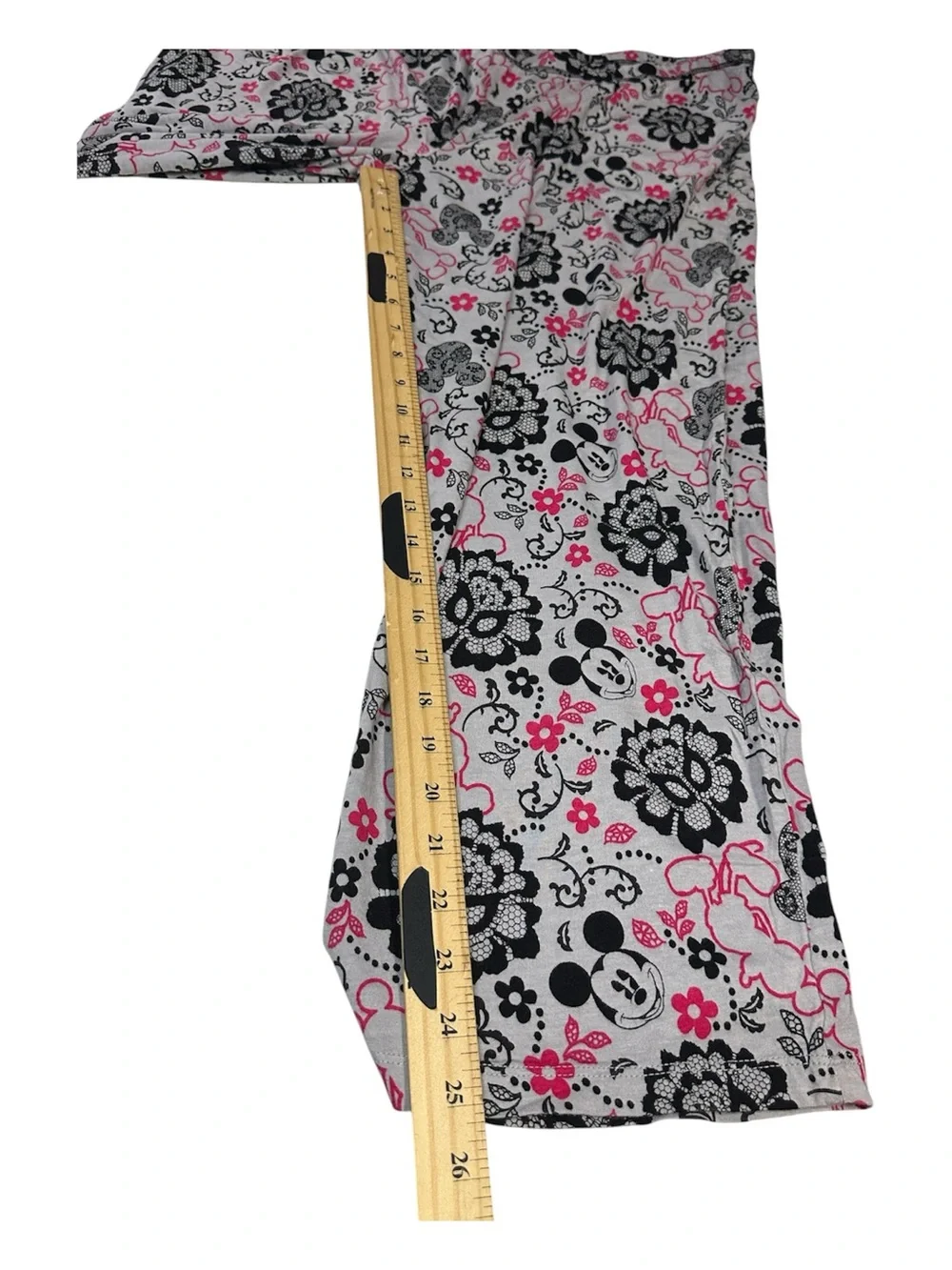 Disney Mickey Mouse 2 Piece Pajama Set XL 16-18 Pink Floral Capri Sleepwear - Picture 10 of 12